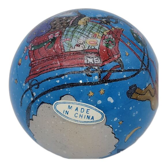 Pier 1 Li Bien Inside Painted Santa Sleigh & Reindeer Glass Ornament VTG w/ Box - Picture 4 of 6